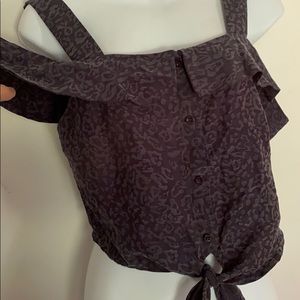 ASTR Anthropologie Off The Shoulder Gray Top